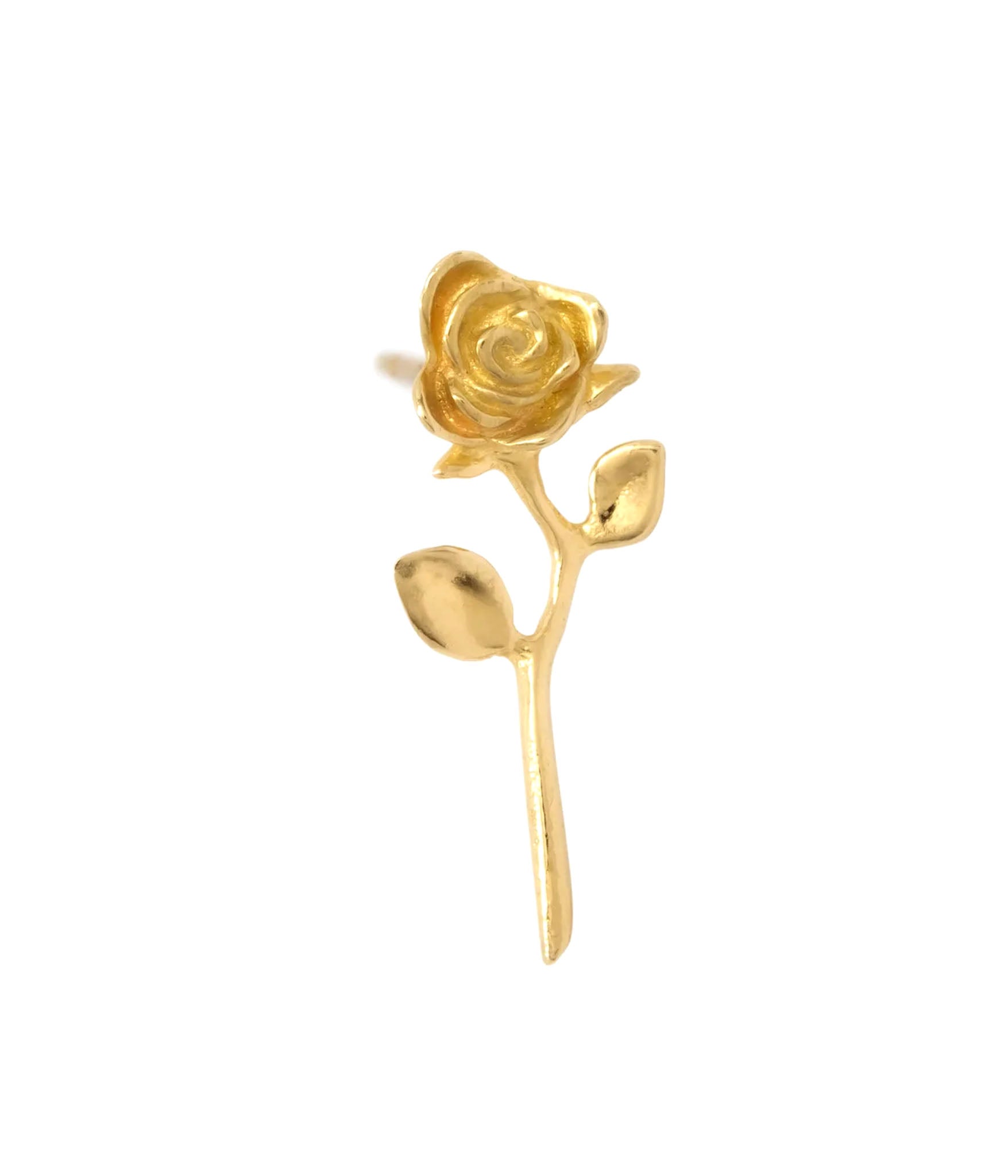 14k gold rose earring stud flat lay shot