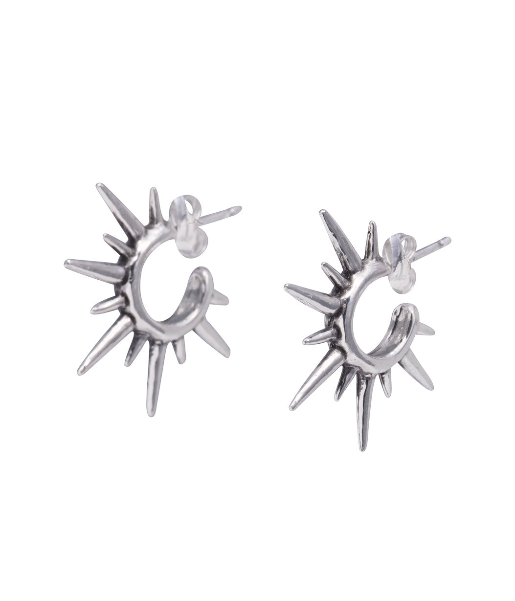 Urchin Hoops - Sterling Silver Spiked Textured Hoop Earrings