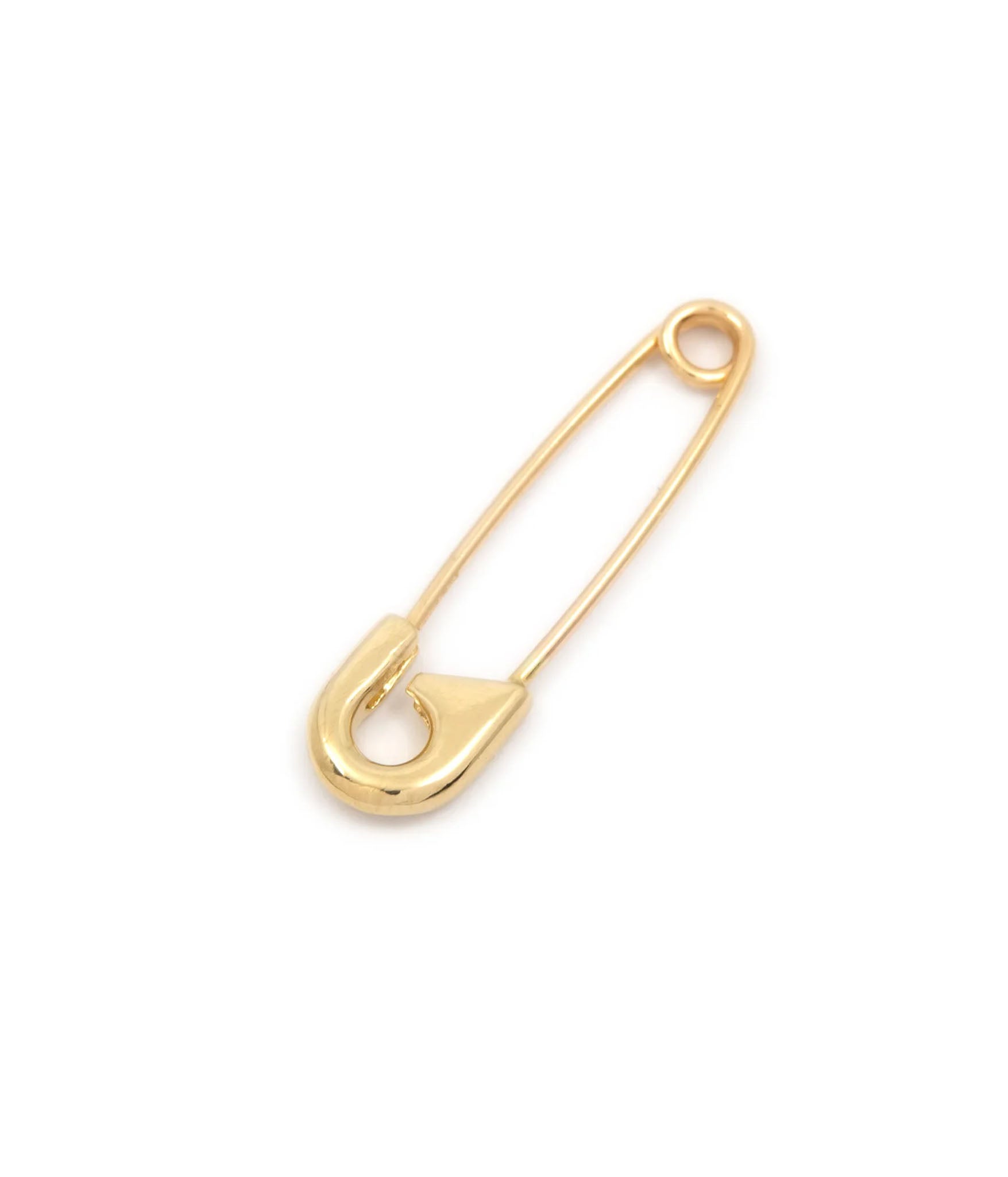 Solid 14k yellow gold safety pin earring