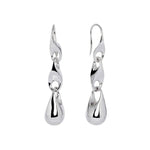 Pair of silver earrings on a white background