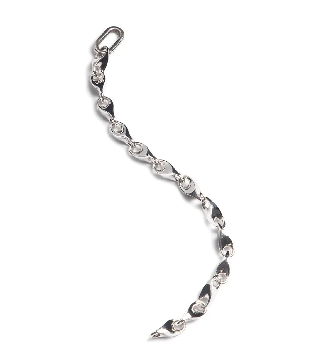 Silver chain bracelet on a white background