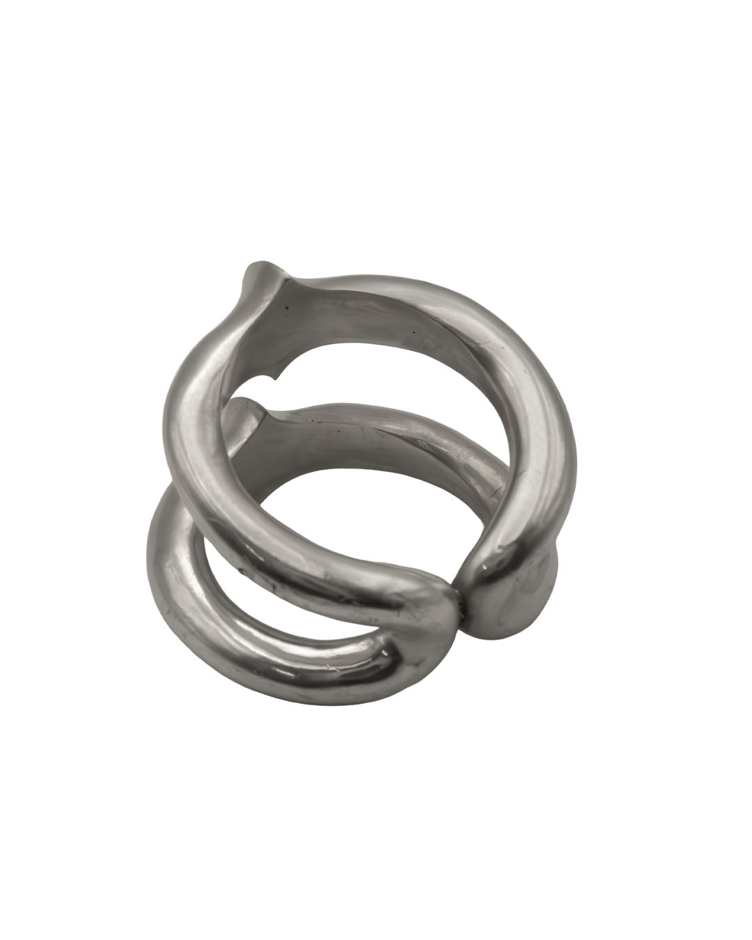 Metallic spiral spring on a white background