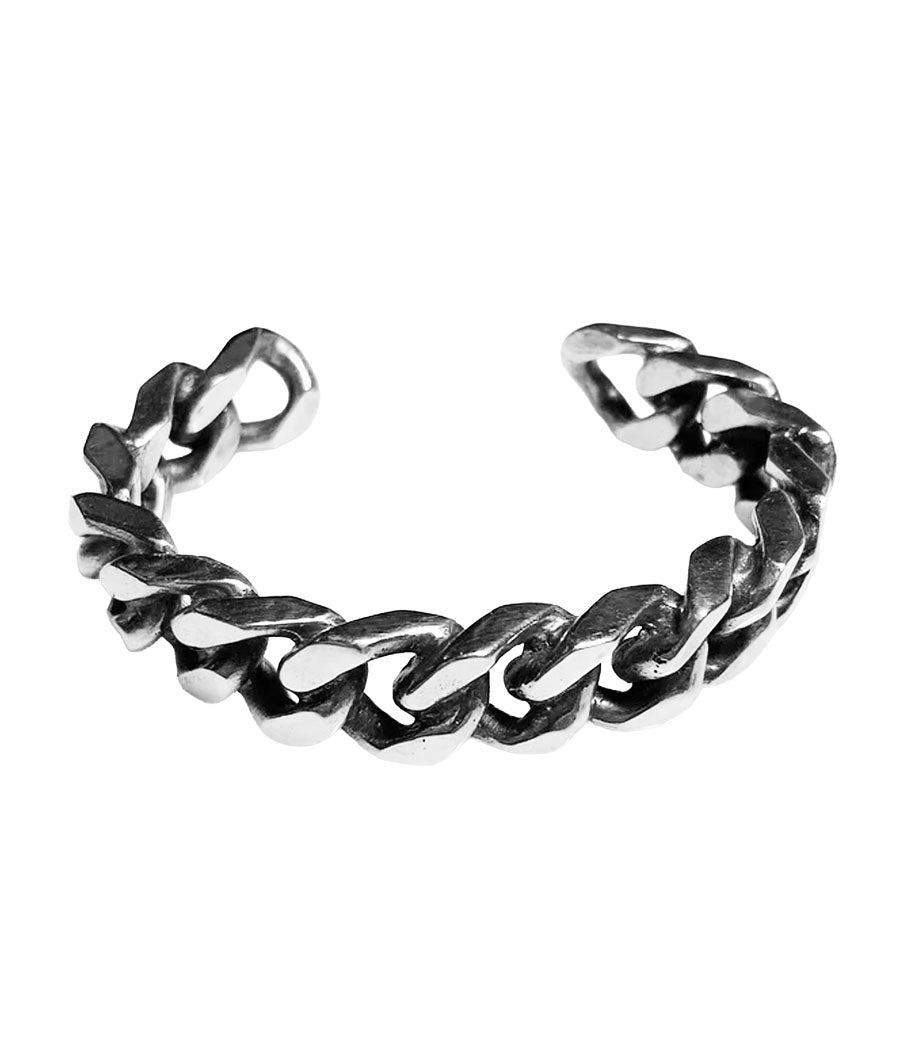 Silver chain bracelet on a white background