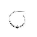 Silver hoop earring on a white background