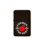 Black lighter with red apple graphic and white text on a white background