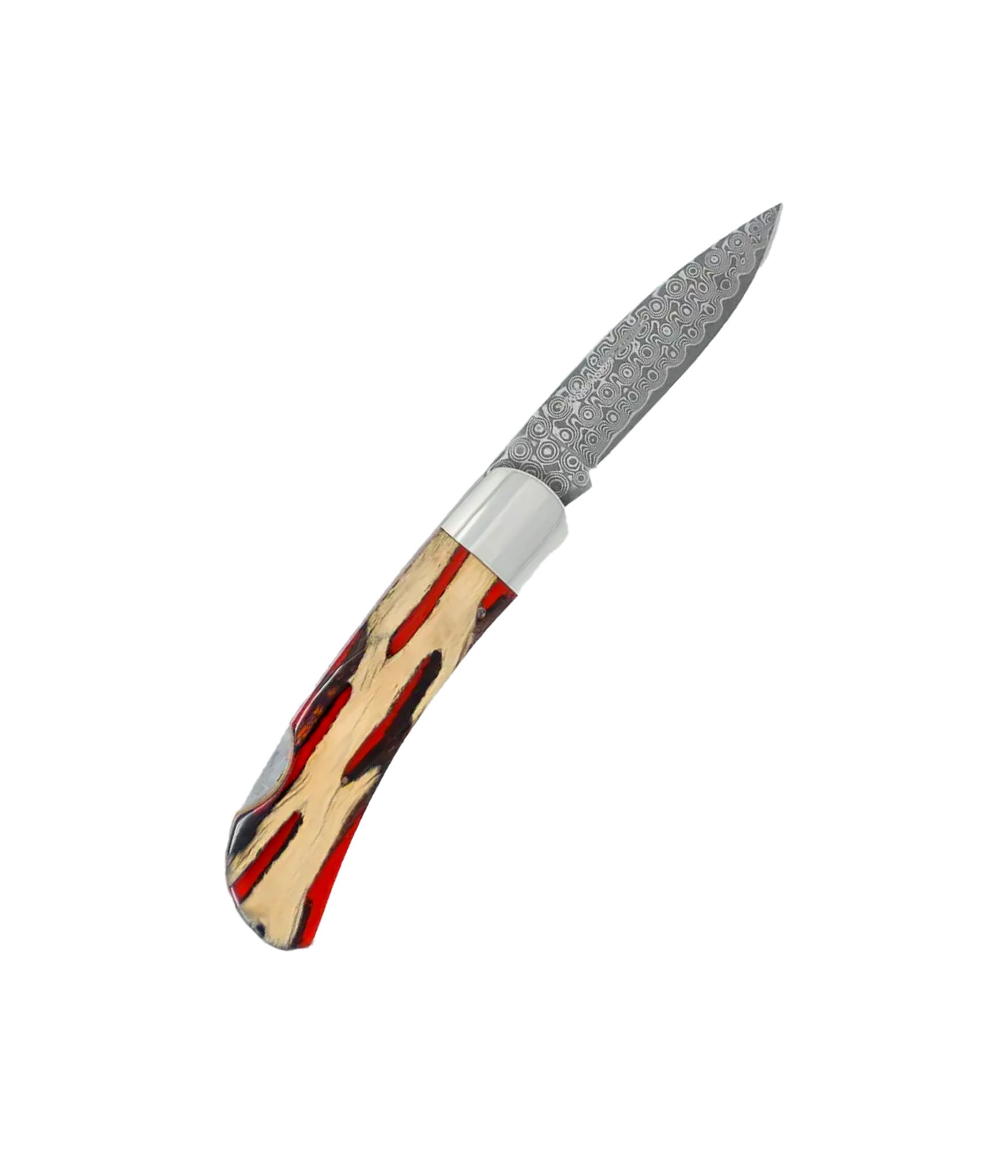 Pocket knife with a wooden handle on a white background