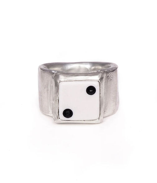 lucky dice ring white 