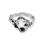 Silver ring with a on a white background