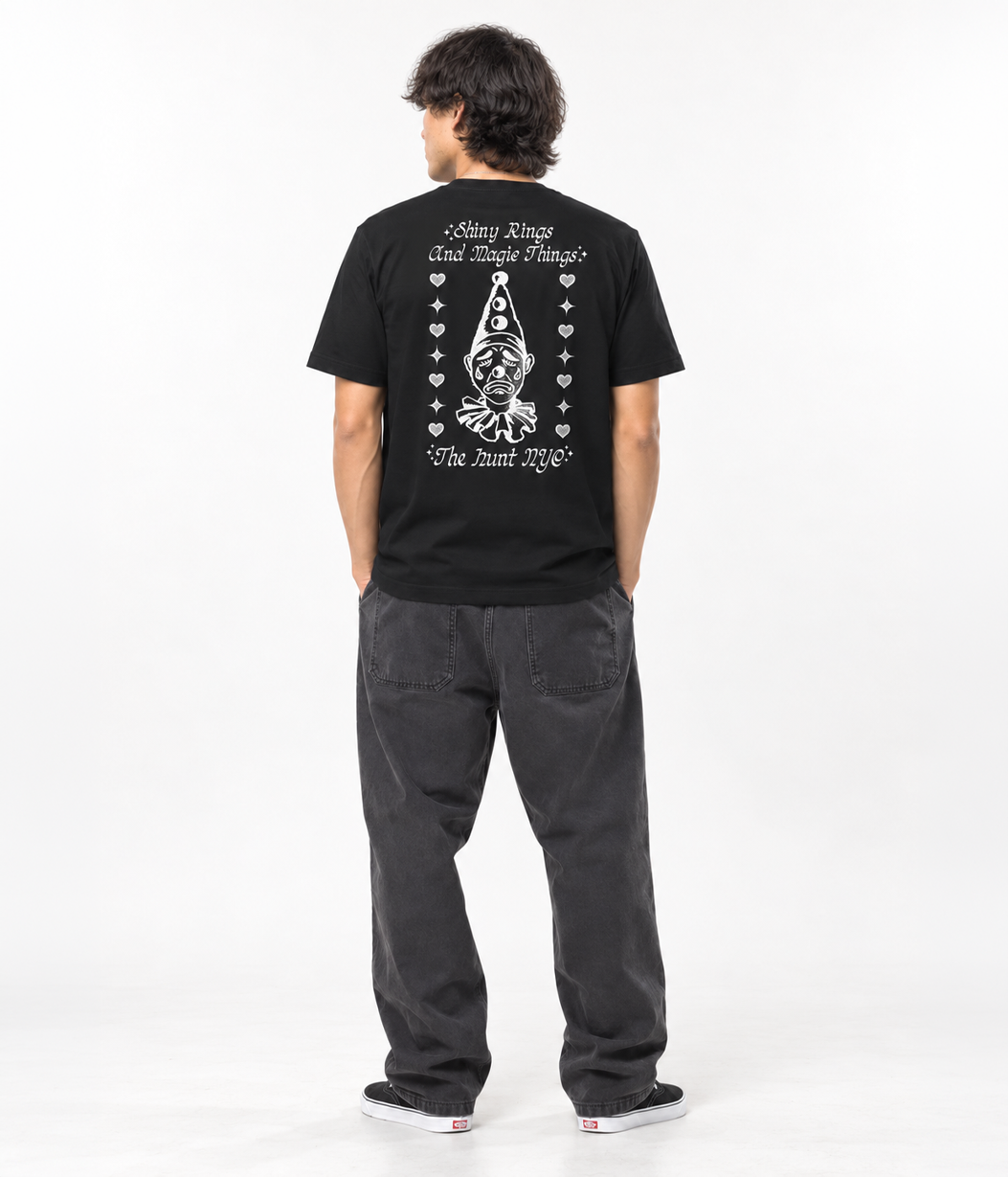 model wearing graphic magic things t shirt
