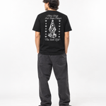 model wearing graphic magic things t shirt
