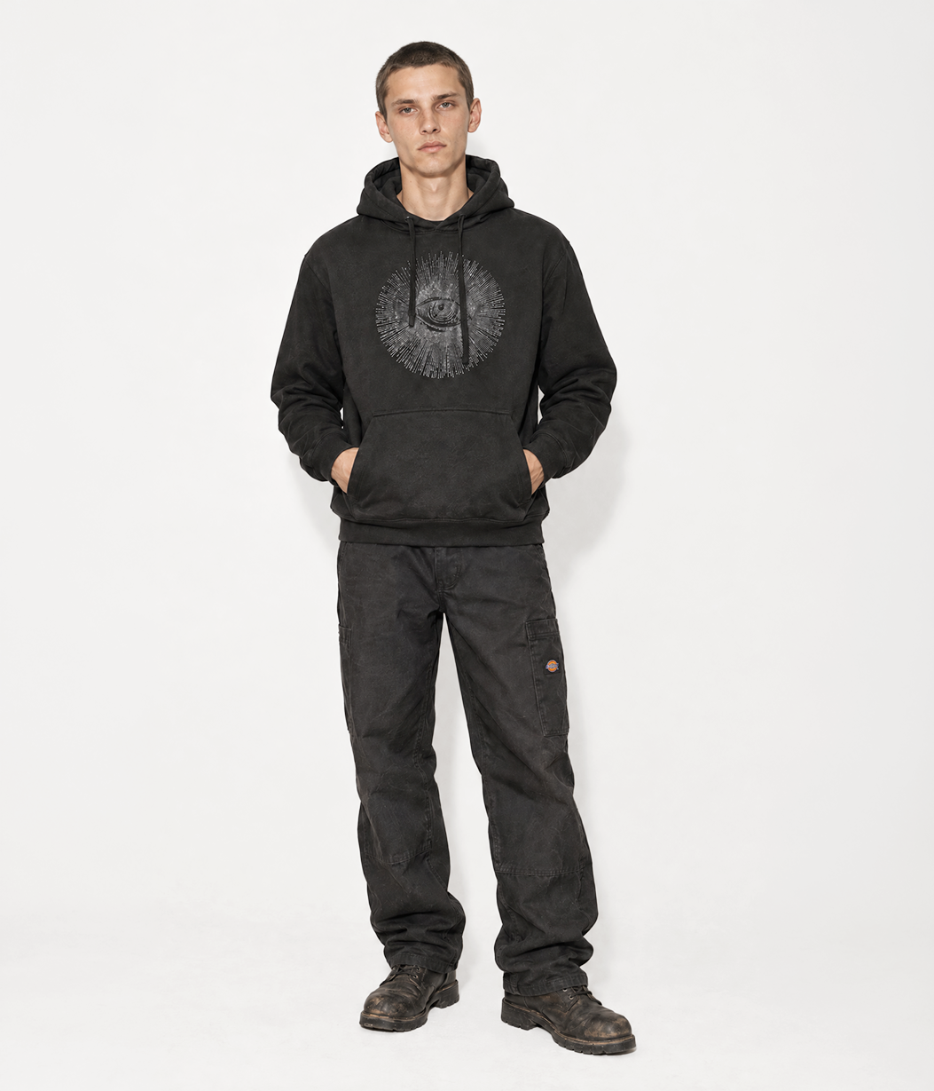 black eye hoodie on model
