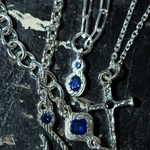 silver and sapphire chains
