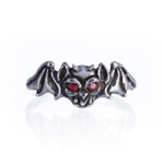 Dark Garnet Baby Gargoyle Ring - Sterling Silver Gothic Stone Ring