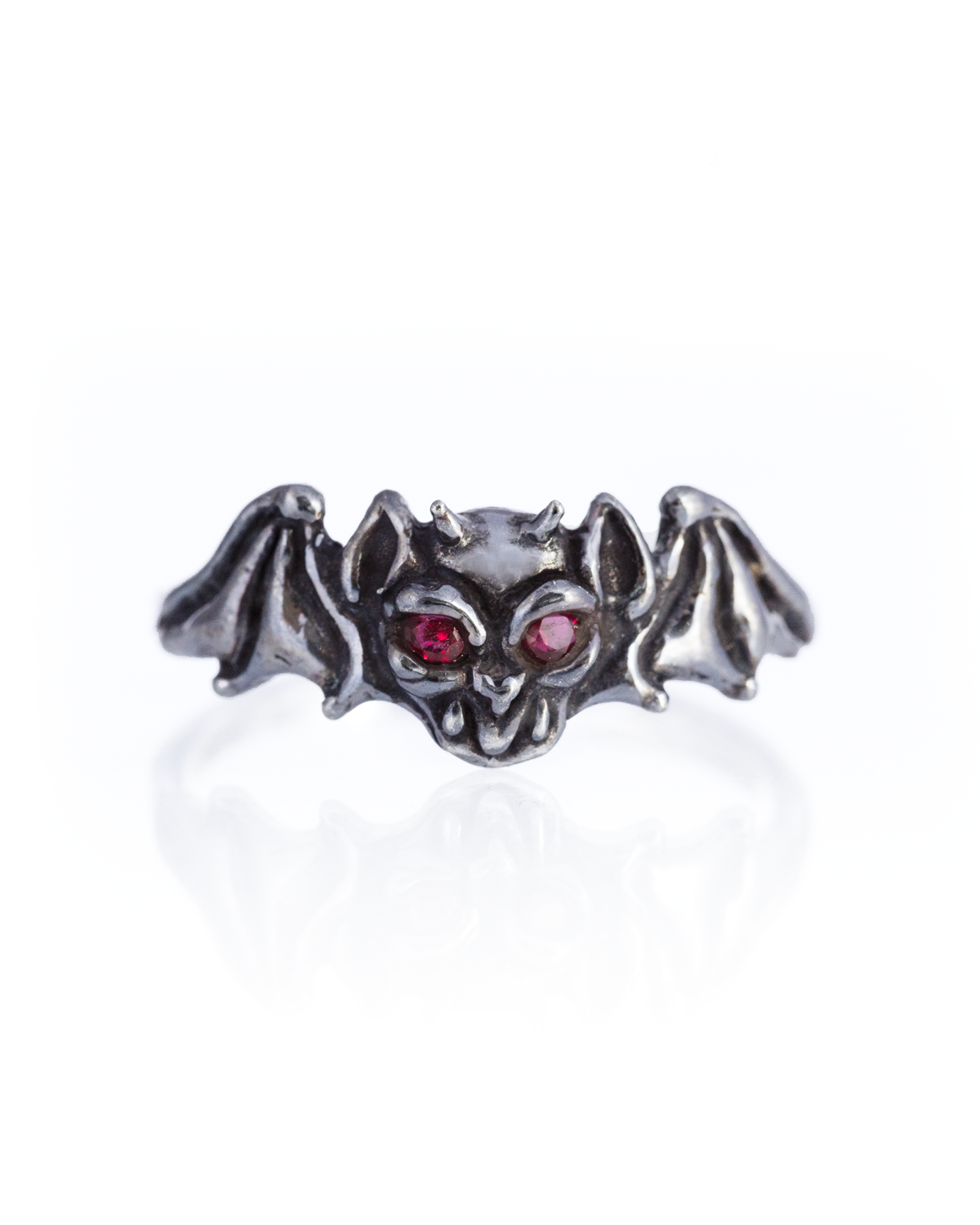 Dark Garnet Baby Gargoyle Ring - Sterling Silver Gothic Stone Ring