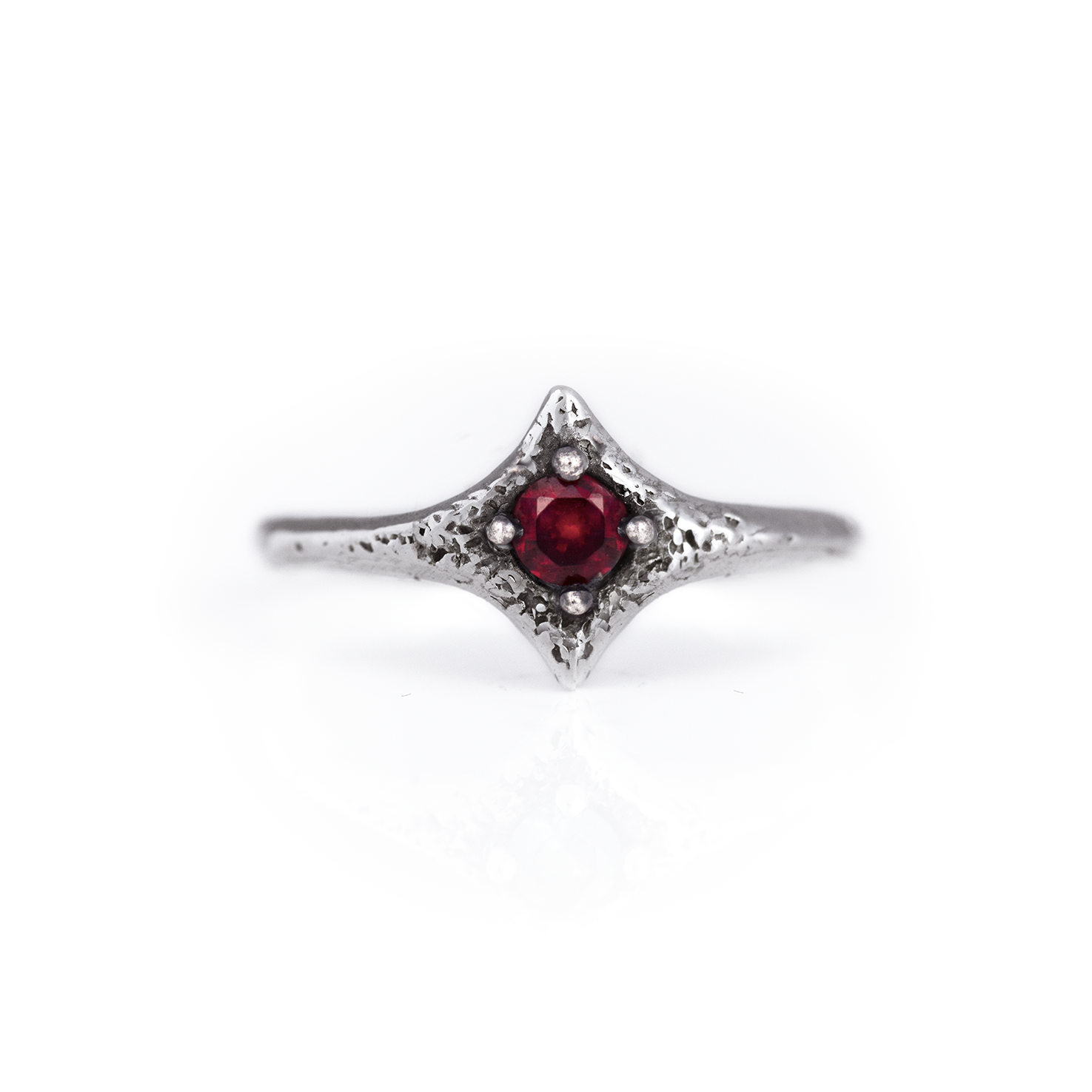 Garnet Pixie Ring - Sterling Silver Red Gemstone Fairy Ring