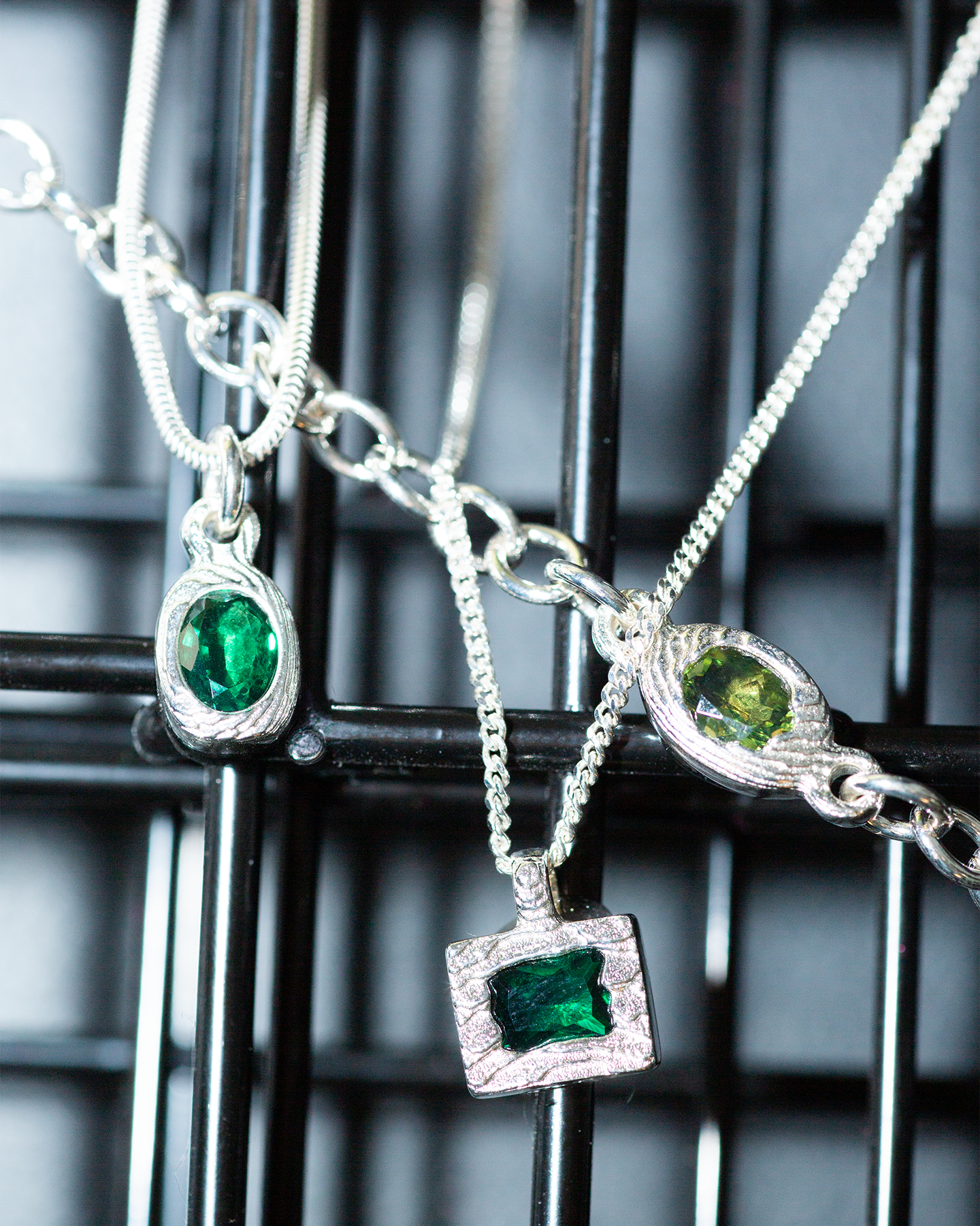 emeralds set in silver 