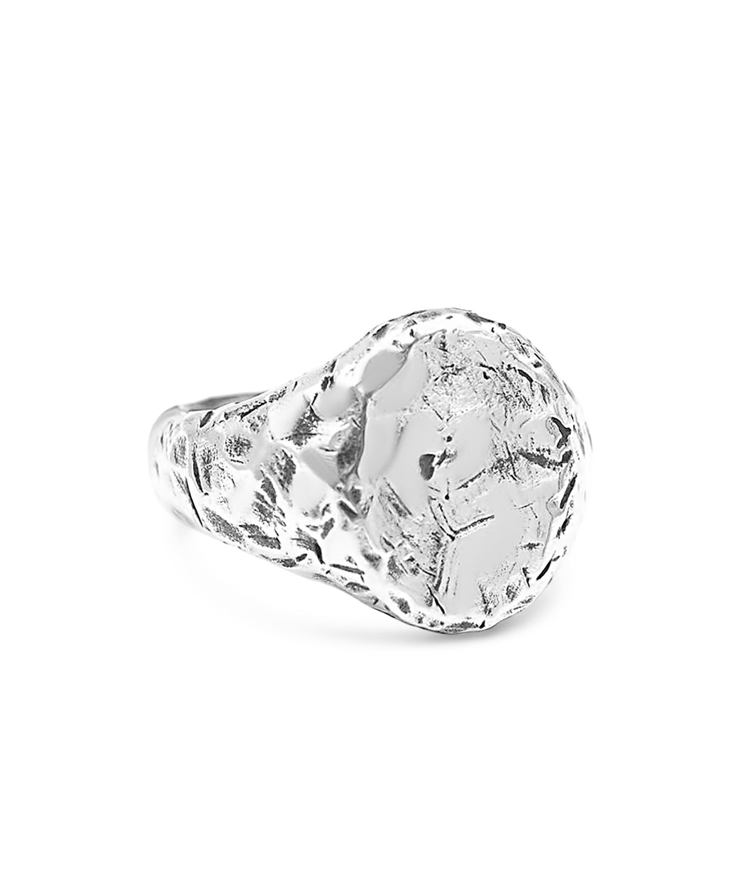 Clear crystal ring on a white background