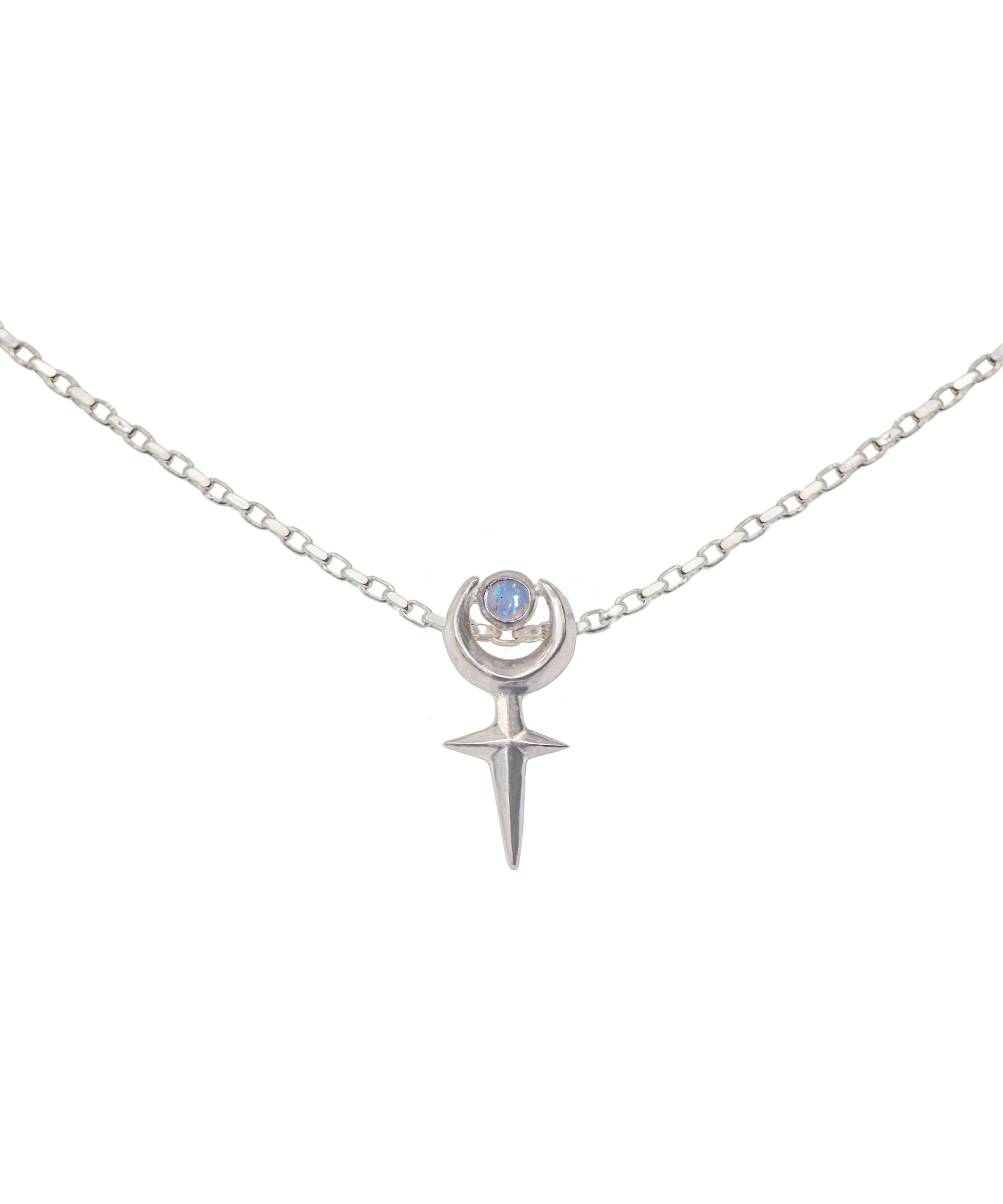 Ethereal Opal Little Lilith Necklace - Sterling Silver Dainty Iridescent Pendant