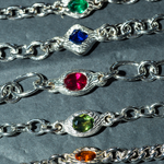 silver chains with stones 