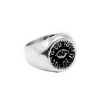 eye signet ring on white background