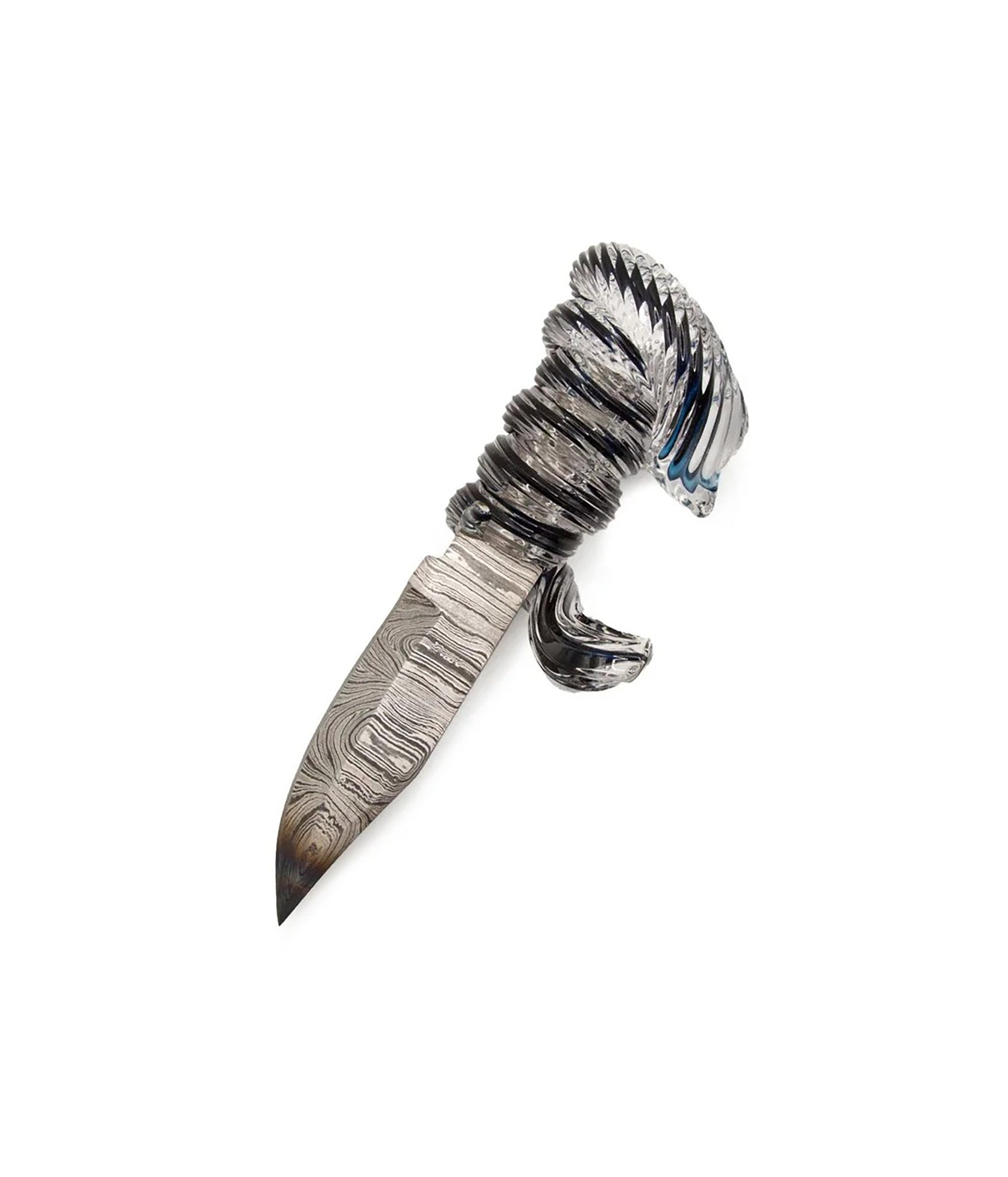 Glass Handle And Damascus Steel Letter-opener With Stand - The Hunt