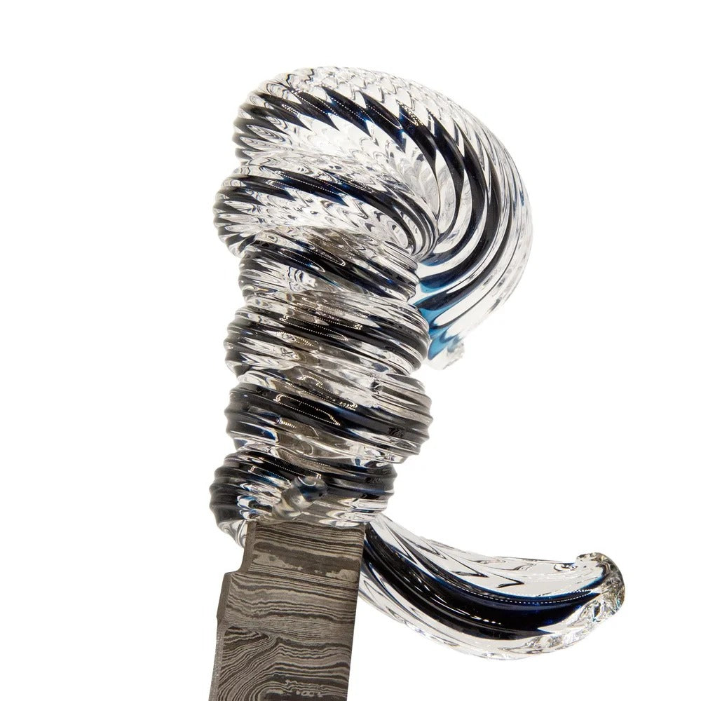 Glass Handle And Damascus Steel Letter-opener With Stand - The Hunt