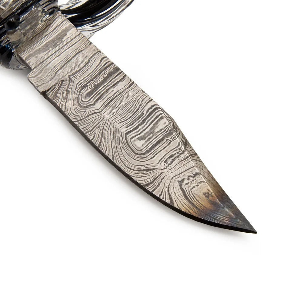Glass Handle And Damascus Steel Letter-opener With Stand - The Hunt