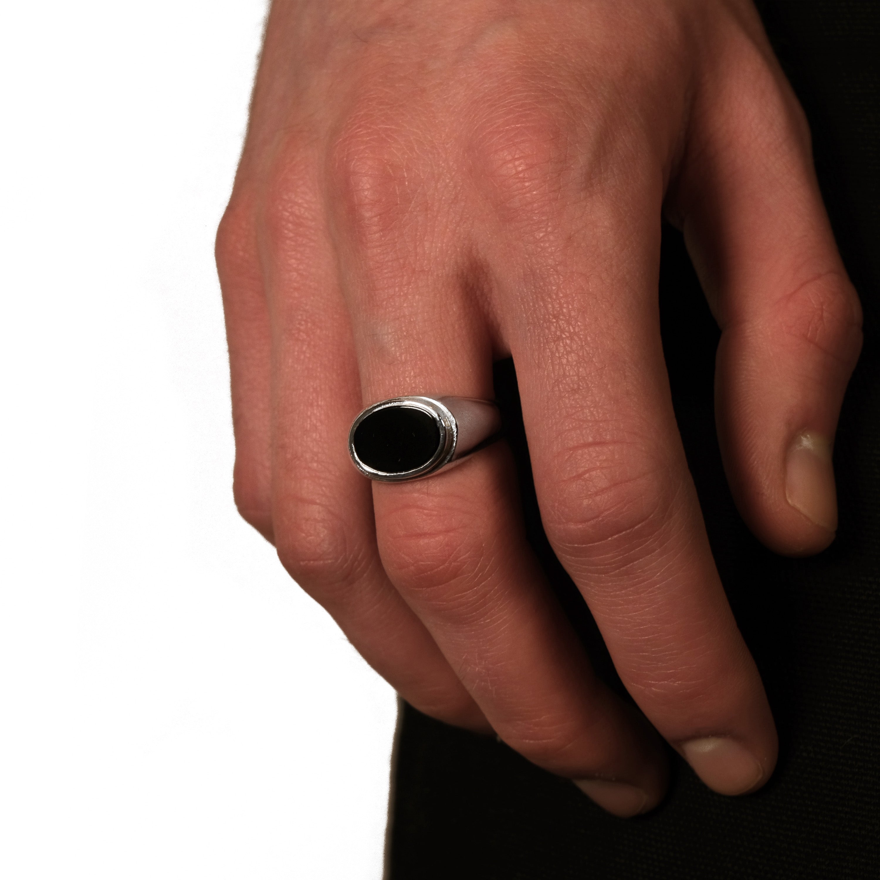 Landscape Oval Onyx Signet Ring - The Hunt