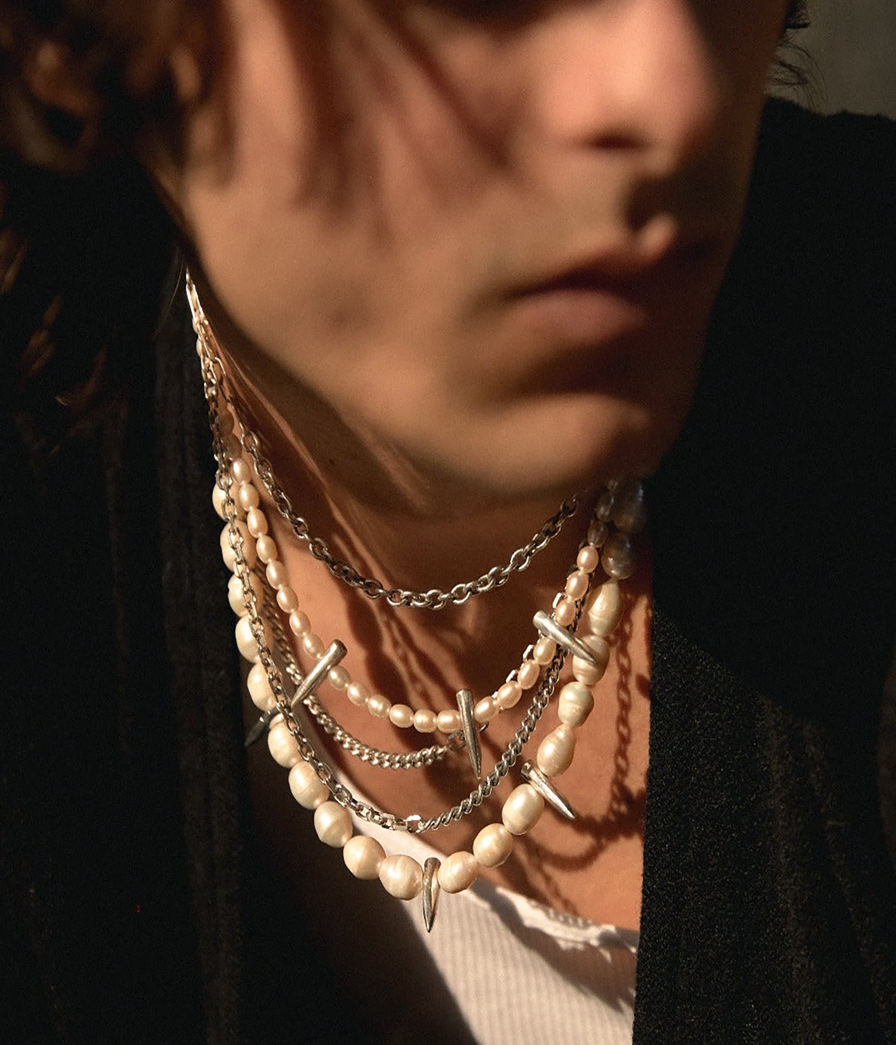 Spike Pearl Necklace _ Thehunt