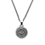 Necklace with an eye-shaped pendant on a white background
