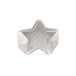 A textured sterling silver ring shaped like a five-pointed star, photographed on a clean white background.